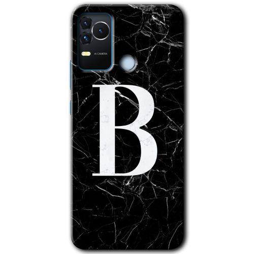 Omix X400 Kılıf HD Desen Baskılı Arka Kapak - Siyah Mermer Desenli B Harfi