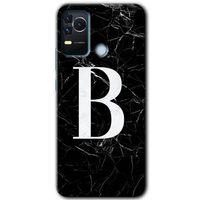 Omix X400 Kılıf HD Desen Baskılı Arka Kapak - Siyah Mermer Desenli B Harfi