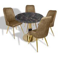 Dockers Gold - Çırağan Mutfak Masa Takımı - (Yuvarlak Çap 80cm - Werzalit, Wermodin ve Allzalit Tabla) - Teramo-Kahve