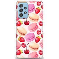 Samsung Galaxy A52s 5G Kılıf HD Baskılı Kılıf - Makaron ve Çilekler + Tam Ekran Koruyucu