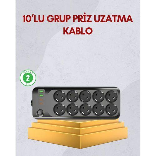10 Prizli Uzatma Kablosu Termal Koruma Usb Type-c Hızlı Şarj 2500w