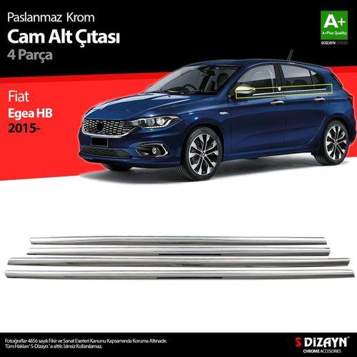 S-Dizayn Fiat Egea HB Krom Cam Çıtası 4 Prç. 2015 Üzeri (Mat Krom) A+ Kalite