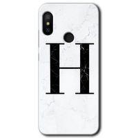 Xiaomi Redmi Note 6 Pro HD Baskılı Kılıf + 9D Tam Ekran Koruyucu - Mermer Desenli H Harfi