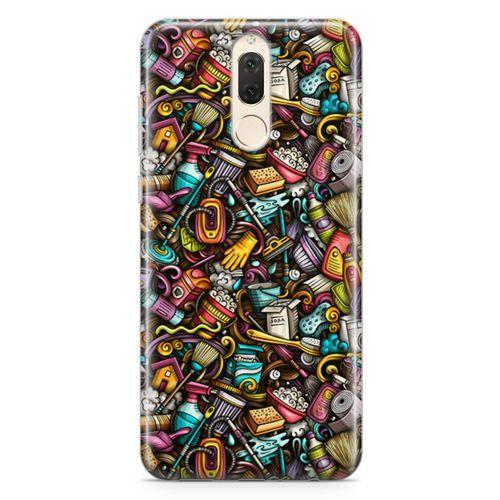 Huawei Mate 10 Lite Kılıf Temizlik Malzemeleri Doodle Arka Kapak Koruma Desenli Full Koruyucu
