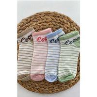 Çizgili Love Yazılı 4 Çift Patik Çorap Vakre - 9328