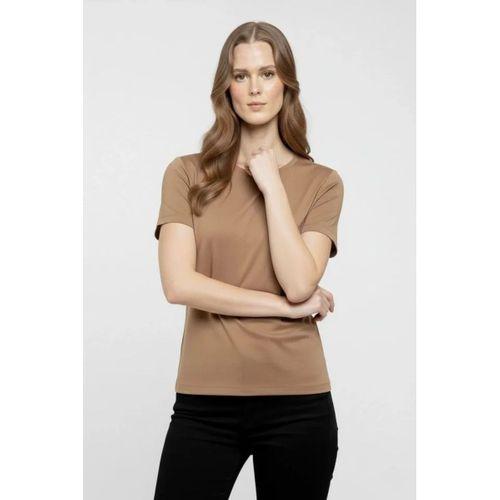 T-Shirt Bisiklet Yaka Slim Fit Likralı Tişört Günlük Basic Body - Kahverengi