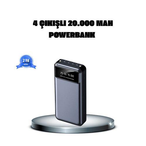 Powerbank 20000 Mah 4 Çıkışlı Hızlı Şarjlı Ve Led Göstergeli