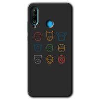 MRCİLETİSİM Huawei P30 Lite Kılıf HD Desen Baskılı Arka Kapak + Temperli Cam - Avengers Minimalism