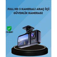 360° Kapsama Sahip Full Hd Araç Kamerası 3’lü Kayıt Gece Görüşlü Dashcam