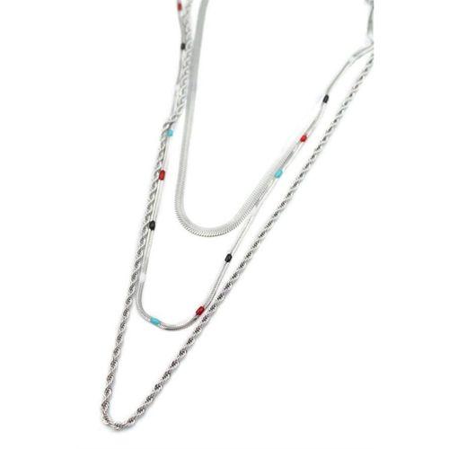 3'lü Çelik Kolye - Gümüş