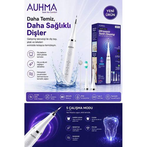 Ultrasonic  Elektrikli Akıllı Diş Temizleme Cihazı Beyazlatıcı 5 Mod 3+1 Başlık, Ipx8 Su Geçirmez Siyah