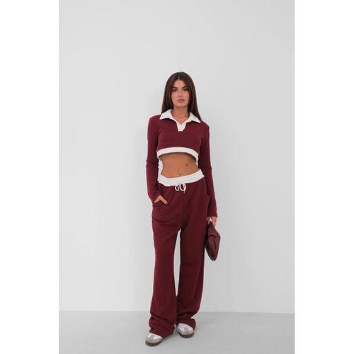 Polo Yaka Garnili Crop Sweatshirt