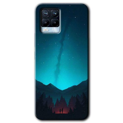 Realme 8 Pro Kılıf Baskılı Kapak - Night Fores Mount + 5D Tam Kaplayan Cam