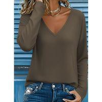 Kadın Uzun Kollu V Yakalı Viskon Iki Iplik Bluz