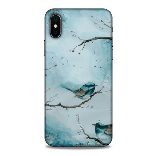 Y.Liva-2020 (Mavi Kuş) Apple iPhone XS Kılıf Silikon Kapak Desenli