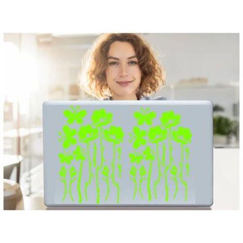 2 Adet Defter Sticker,Laptop Sticker Yeşil Çiçekli  Pvc 48X33X0,5Cm
