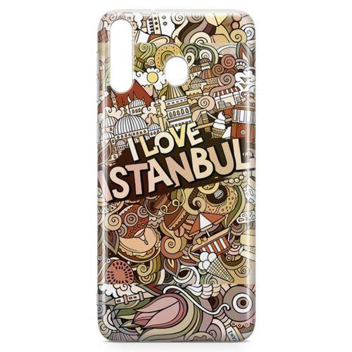 Samsung Galaxy M30 Kılıf İstanbul Doodle Arka Kapak Koruma Desenli Full Koruyucu