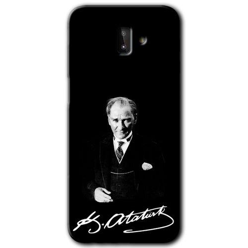 Samsung Galaxy J8 Kılıf HD Desen Baskılı Arka Kapak + Temperli Cam - Atatürk İmza