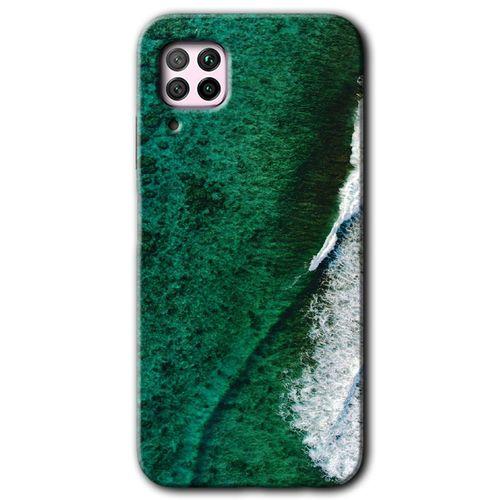 Huawei P40 Lite Kılıf Baskılı Kapak - Yeşil Okyanus + 5D Tam Kaplayan Cam
