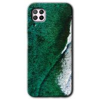 Huawei P40 Lite Kılıf Baskılı Kapak - Yeşil Okyanus + 5D Tam Kaplayan Cam