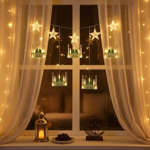 3 Mt Fişli Yeşil Cami Yıldız Ramazan Perde Led