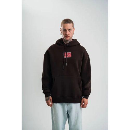 Erkek Premium Nakışlı Kapşonlu Sweatshirt Double Oversize Üç İplik Pamuklu - Siyah