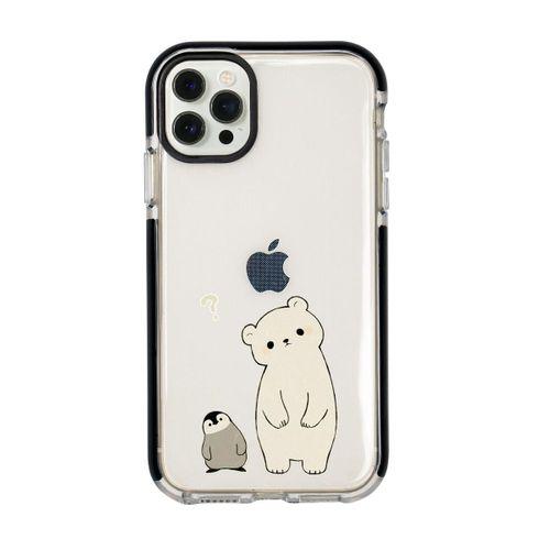 iPhone 12 Pro Penguen & Ayıcık Desenli Candy Bumper Silikonlu Telefon Kılıfı