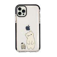 iPhone 12 Pro Penguen & Ayıcık Desenli Candy Bumper Silikonlu Telefon Kılıfı