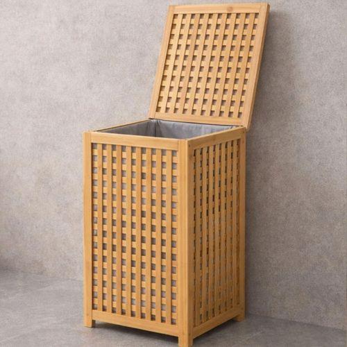 Kalın Bambu Kirli Çamaşır Sepeti 40x40x58 cm