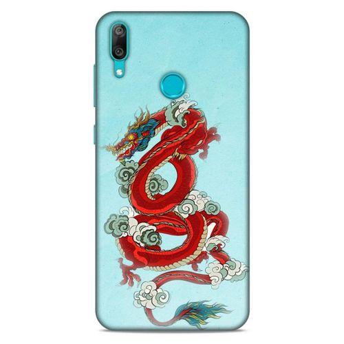 Huawei Y7 Prime 2019 Kılıf Dragons (22) Tam Koruma Kılıfı Ejderha Dövme Kırmızı