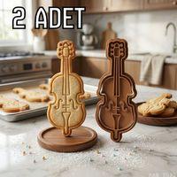 2Li Viyolonsel Figürlü Hamur Şekillendirici Kurabiye Kalıbı Oyun Hamuru Kalıbı 10 5 cm