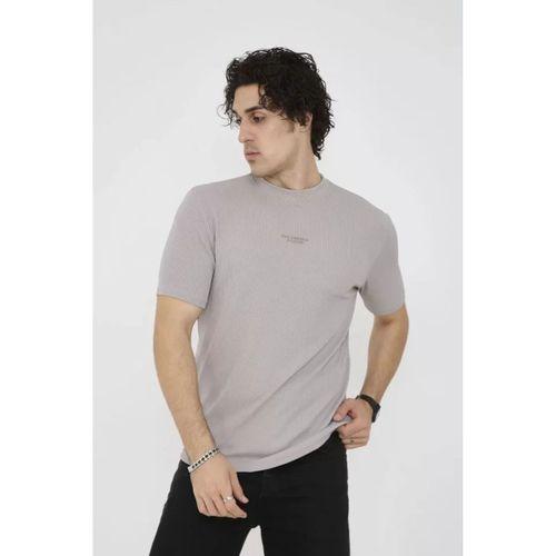Unisex Bisiklet Yaka Slim Fit T-Shirt- Boyalı Gri