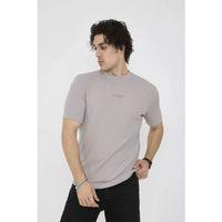 Unisex Bisiklet Yaka Slim Fit T-Shirt- Boyalı Gri