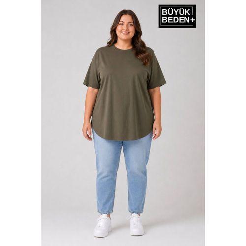 Süperlife Büyük Beden Kadın Bisiklet Yaka Basic Oval Etek Detalylı 3xl-6xl Uzun Tunik SPR26BTSK502