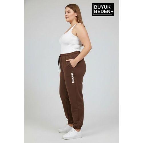 Kadın Büyük Beden BROOKLYN Baskılı Paça Lastikli  Jogger İnce Eşofman Altı  SPR26BEAK951-2