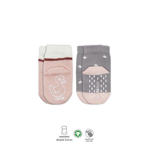 Bistyle Hayvan Figür Kaymaz Kız Soket Çorap 2'Li BS10120 Gri