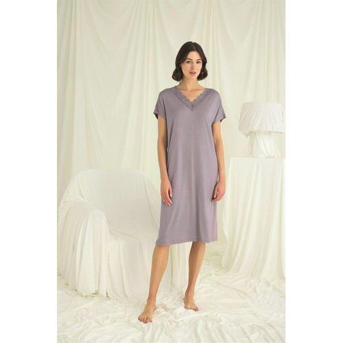 Yakası Dantelli Kısa Kollu Gecelik