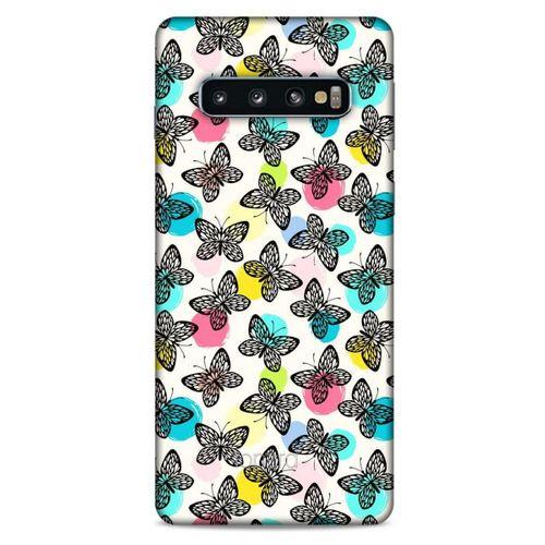 Samsung Galaxy S10 Kılıf Kelebek Etkisi (36) Glitter Kılıf Sarı Pembe