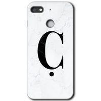 General Mobile GM 8 Go Kılıf HD Desen Baskılı Arka Kapak - Beyaz Mermer Desenli Ç Harfi