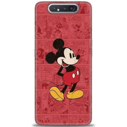 Samsung Galaxy A80 Kılıf HD Baskılı Kılıf - Kırmızı Mickey + Tam Ekran Koruyucu