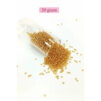 Dökme Cam Kum Boncuk (11/0) 2 mm - 20 Gram - Şeffaf Altın - BNC027