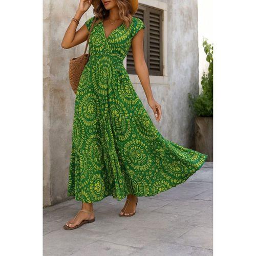 Kadın Kısa Yarasa Kanat Kollu V Yakalı Beli Büzgülü Süprem Elbise