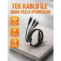 3’ü 1 Arada Şarj Kablosu Type-c İos Android Uyumlu Hızlı Ve Güvenli Şarj