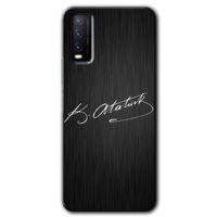 Vivo Y20s Kılıf HD Desen Baskılı Arka Kapak + Temperli Cam - İmza Atatürk