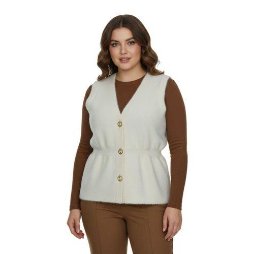 Kadın Düğmeli Sakallı Triko Yelek BGL-ST05076