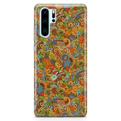 Huawei P30 Pro Kılıf Doodle Piknik Seti Arka Kapak Koruma Desenli Full Koruyucu