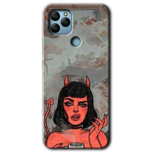 MRCİLETİSİM General Mobile GM 21 Kılıf HD Desen Baskılı Arka Kapak + Temperli Cam - Devil Girl