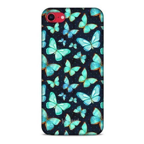 Apple iPhone SE 2020 Kılıf Kelebek Etkisi (12) Koruyucu Silikon Beyaz Mavi