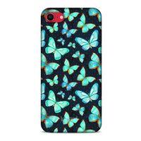 Apple iPhone SE 2020 Kılıf Kelebek Etkisi (12) Koruyucu Silikon Beyaz Mavi