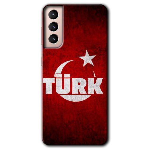 Samsung Galaxy S21 HD Baskılı Kılıf + 9D Tam Ekran Koruyucu - Ayyıldız Türk